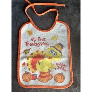 Vintage Big Bird Thanksgiving Terry Cloth Bib